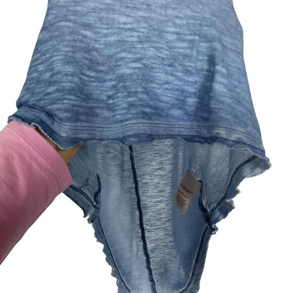 NWOT We The Free Breezy Oversized Blue Burnout Sleeveless Tank, Raw Hem, XS - Picture 3 of 9